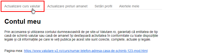 Actualizare curs valutar Valutare.ro